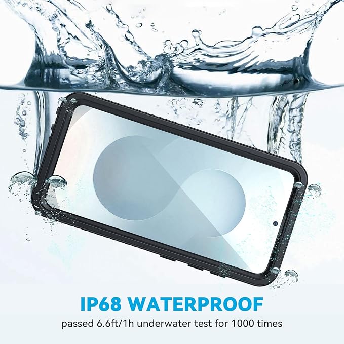 Lanhiem for Samsung Galaxy S25+ Plus Case, IP68 Waterproof Dustproof Case with Built-in Screen Protector, Rugged Full Body Shockproof Protective Cover for Galaxy S25 Plus 6.7 Inch, Black/Clear