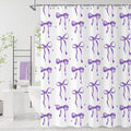 Purple Bow Shower Curtain, Purple and White Modern Aesthetic Bowknot with Polka Dot Cute Girly Bathroom Curtain Waterproof Fabric Machine Washable with Hooks, 72" Wx72 L