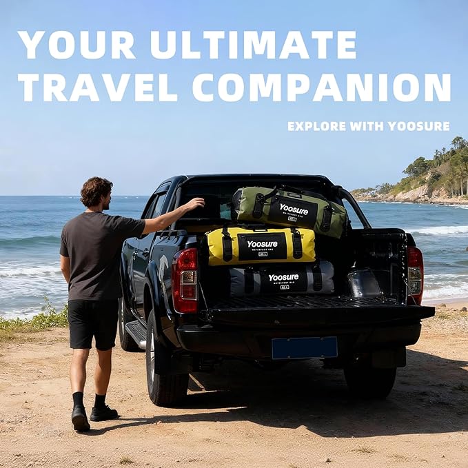 80L Waterproof Duffel Bag Motorcycle Dry Bag Backpack, Waterproof Zippered Bags with Backpack Spacer Pad for Kayaking Rafting Boating Canoeing Camping Paddle Beach (Yellow)