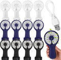 Woanger 12 Pcs Mini Handheld Fan Bulk 3 Speed USB Electric Battery Operated Small Portable Pocket Fan with Data Cable and Mounting Base Quiet Summer Gift for Wedding Camping Travel(Black White Blue)