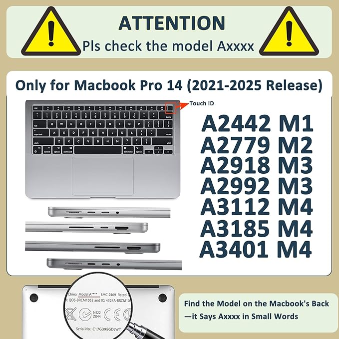 Case Cover for MacBook Pro 14 inch 2025-2021 Release M4 M3 M2 M1 Pro/Max (Model A2442 A2779 A2918 A2992 A3112 A3185 A3401),14.2" Hard Case & Soft Keyboard Cover,Cute Panda