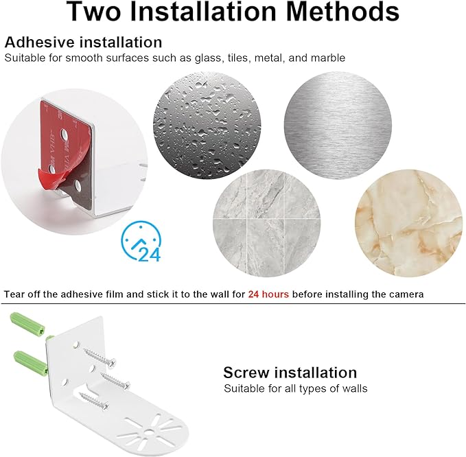 UYODM 2Pack Adhesive Metal Wall Mount Bracket Compatible with Google Nest Cam Outdoor or Indoor, Battery - 2nd Generation, VHB Stick On,No Drilling Mounting Get The Best View,Two Ways Installation