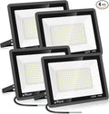 XYCN 4 Pack 100W LED Flood Light, IP66 Waterproof Outside Flood Light, 12500LM Super Bright Outdoor Security Lights, 5000K Daylight White Floodlight for Yard Garden Playground Basketball Court Patio