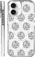 Case for iPhone 16,[Compatible with MagSafe],Disco Ball Grayish White Phone Case Design，for Women Girls Magnetic Clear Cover - Slim, Sleek, & Shockproof Protection