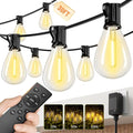 30FT LED Outdoor String Lights with Remote, One Continuous Strand Patio Lights with 10+1 Shatterproof S11 Bulbs, Dimmable 2700K Warm White, Timer & 3 Modes, Low Voltage for Backyard Garden
