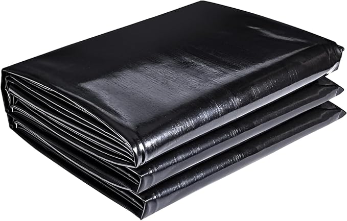 ToLanbbt Pond Liner 16 FT x 16 FT HDPE Pond Liners, 20 Mil UV Resistant Preformed Pond Liner Easy Cutting, Pond Liner for Natural Looking Ponds, Waterfall, Koi Pondsand Water Garden (Black)