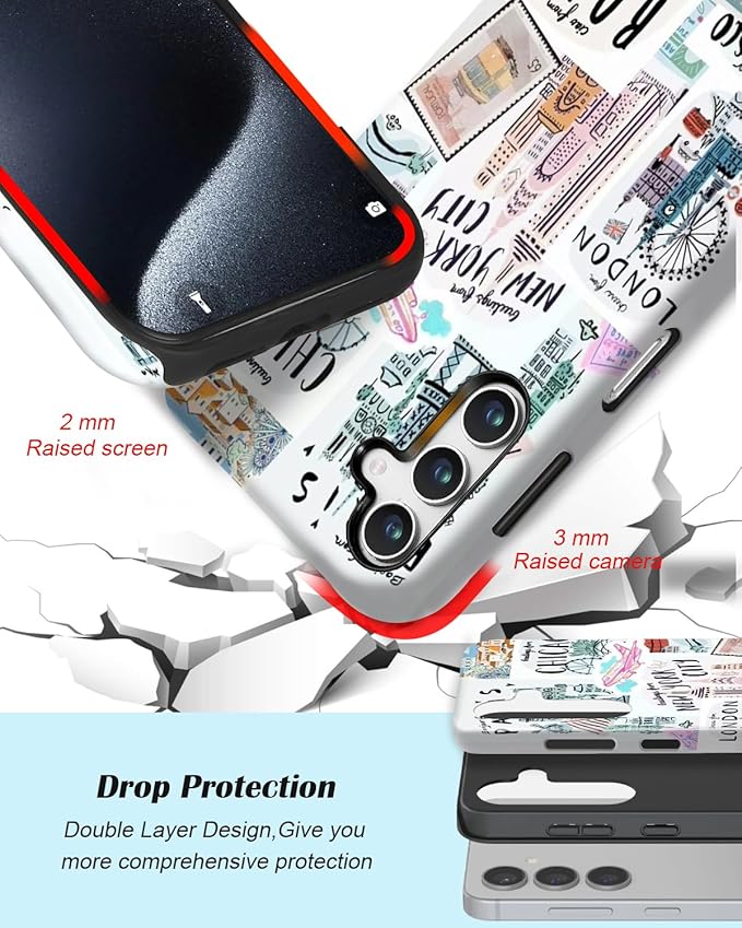 Compatible for Samsung Galaxy A15 5G Case, Dual Layer Heavy Duty 2 in 1 Shockproof Protective Phone Case,Travel Map | Dreamy Place