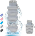 YCT Collapsible Water Bottle 17oz（500ml），Travel Portable Sport Water Bottle，Reusable Silicone Foldable Water Bottles for Gym Camping Hiking (Grey)