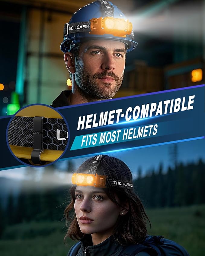 Headlamp Rechargeable 2PCS,4500L Super Bright Light Bright LED Rechargeable Headlight with White Light, Waterproof Head Lamp with Headband for Outdoor Camping, Hiking,Camping Essentials,Working