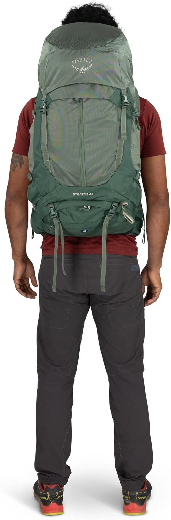 Osprey Stratos 44L Men's Hiking Backpack - Lightweight Backpacking Pack with Waterproof Raincover - Camping Bag, Raven Black