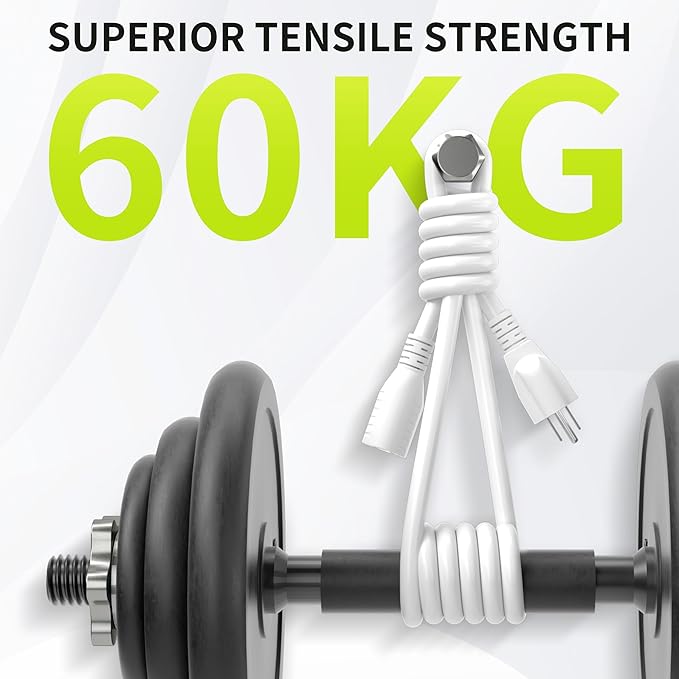 16/3 White Extension Cord 10 FT, Indoor Extension Cord for Laptops, Coffee Makers, Office Home Appliances, 3 Prong Resistant Cable Flexible, 13A 125V 1625W ETL Listed
