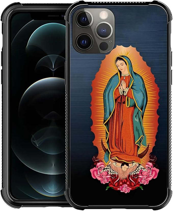 for iPhone 11 Pro Max Case, Red Virgen Guadalupe Pattern Graphic Design Girl Boy Soft Silicone Hard Acrylic Shock Protection for iPhone 11 Pro Max