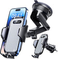 VANMASS [True Military-Grade] Car Phone Holder [Best Suction & Clip] Cell Phone Mount for Dashboard Windshield Vent Truck Cradle Dash Stand for iPhone 15 Pro Max 14 13 12 Android, White