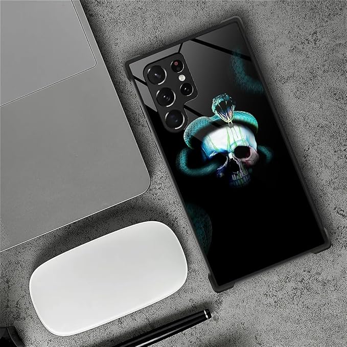 for Samsung Galaxy S22 Ultra Case, Skeleton Winding Snake Pattern Graphic Design Girl Boy Soft Silicone Hard Acrylic Shock Protection for Samsung Galaxy S22 Ultra