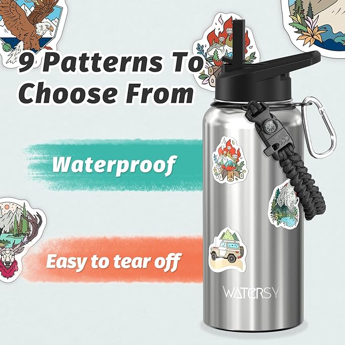 32oz Insulated Water Bottle (Cold for 48 Hrs),BPA Free&Leak Proof,Stainless Steel Water Flask,Water Jug with Straw Spout Lids for Gym,Hiking,Travel,Stainless