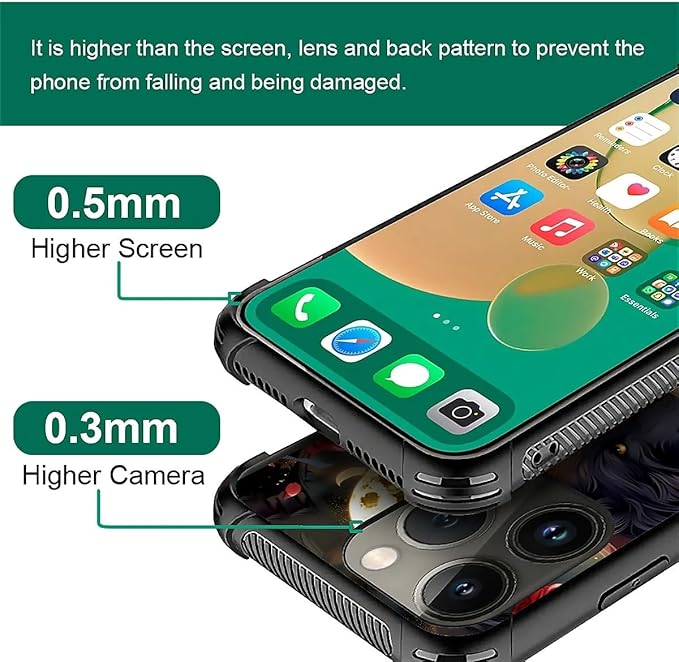 for iPhone 12 Pro Max Case, Black White Wolf Moon Flower Rose Pattern Graphic Design Girl Boy Soft Silicone Hard Acrylic Shock Protection for iPhone 12 Pro Max