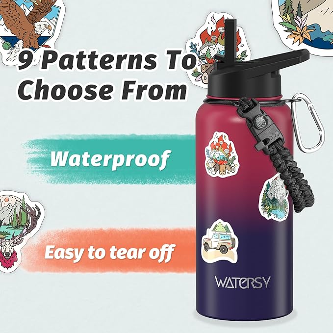 32oz Insulated Water Bottle (Cold for 48 Hrs),BPA Free&Leak Proof,Stainless Steel Water Flask,Water Jug with Straw Spout Lids for Gym,Hiking,Travel,Red Purple
