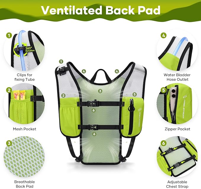 Maelstrom Hydration Backpack, Hiking Backpack with 2L Water Bladder, Running Hydration Vest for Cycling Hiking Rave for Men Women