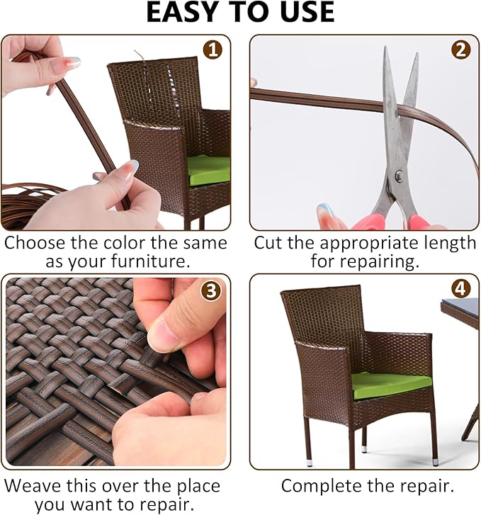 Biggun 230ft Wicker Repair Kit - Rattan Patio Chair Sofas Repair Supplies for Outdoor Lawn Furniture, Premium New Materials Basket Weaving Webbing Replacement Parts