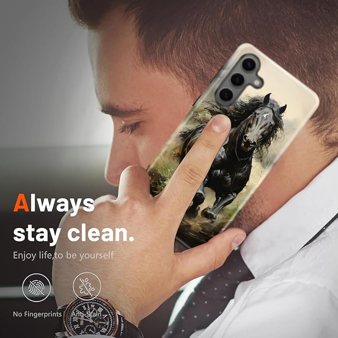 Compatible for Samsung Galaxy S25 Plus 5G Case, Dual Layer Heavy Duty 2 in 1 Shockproof Protective Phone Case,Running Horse