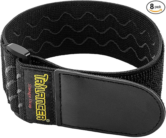 Trilancer Elastic Cinch Straps with Anti-Slip Strips, 2" x 18"(8 Pack) Hook and Loop Storage Strap with Buckle, Bundling Straps for Extension Cords, Cables, Ropes, Hoses, Bike, Boat, Pant Garters