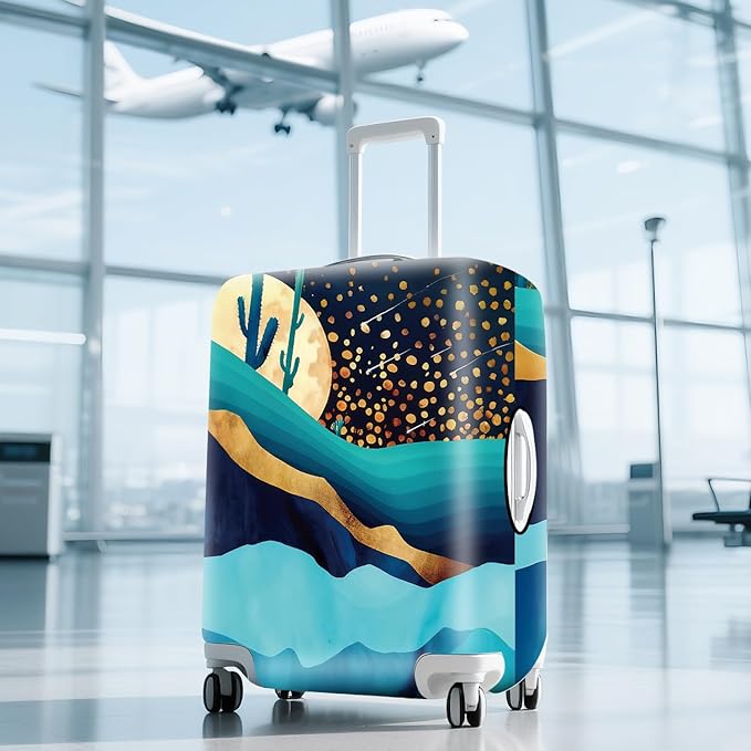 ANNA QUEEN Boho Night Desert Travel Luggage Cover -Stretchable Airplane Suitcase Protector Sleeve,Universal Washable Fit for 28-30 Inch Checked Baggage,Water Resistant Durable Luggage Protector