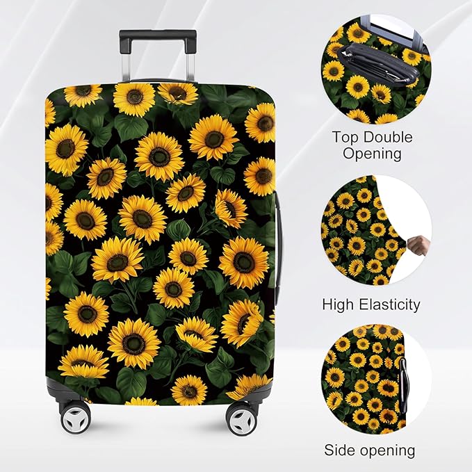 ANNA QUEEN Sunflowers Travel Luggage Cover -Stretchable Airplane Suitcase Protector Sleeve,Universal Washable Fit for 20-22 Inch Checked Baggage,Water Resistant Durable Luggage Protector