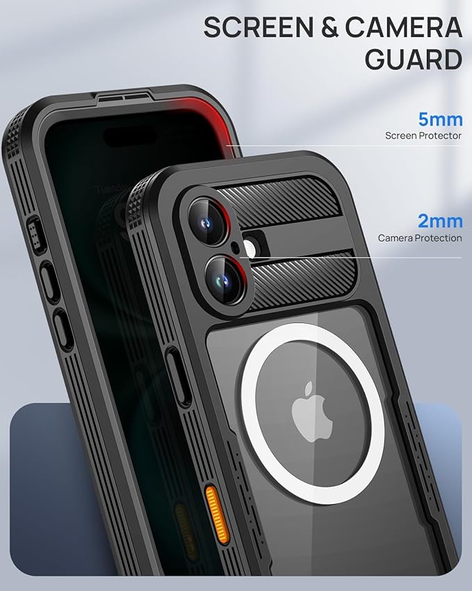 Lanhiem Magnetic for iPhone 16 Plus Waterproof Case, Built-in Privacy Screen Protector, Compatible with MagSafe, Anti-Spy Full Body Phone Case for iPhone 16 Plus 6.7", Black