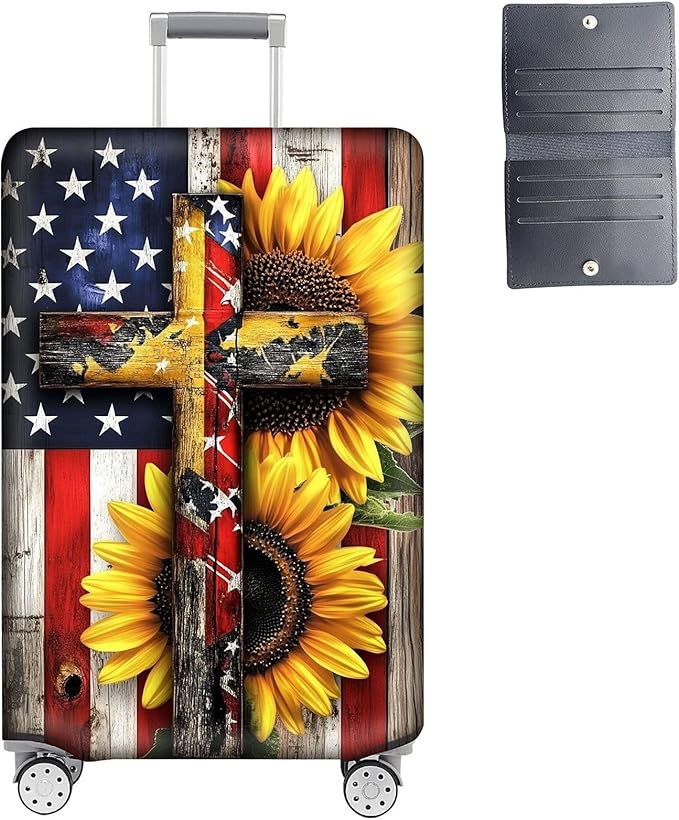 Luggage Cover Protector for 26-28 Inch Suitcases, TSA Approved Elastic Travel Suitcase Covers, Anti-Scratch Washable Luggage Sleeve for Carry On & Checked Bags, Cross American