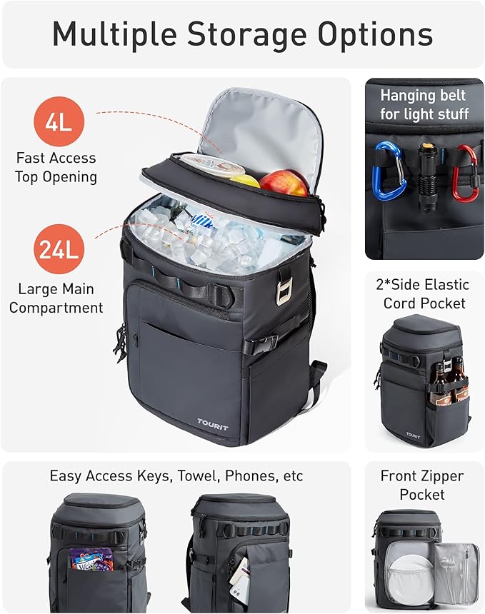 TOURIT Cooler Backpack Lightweight Insulated Backpack Cooler Leak-Proof for Men and Women, Sports Fan Coolers