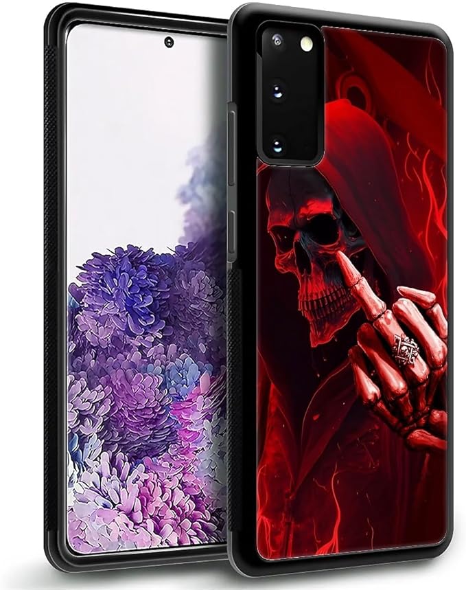for Samsung Galaxy S20 Case, Gestures Funny Skull Pattern Graphic Design Girl Boy Soft Silicone Hard Acrylic Shock Protection for Samsung Galaxy S20