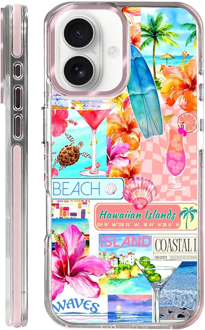 Case for iPhone 16,[Compatible with MagSafe],Coastal Beach Cover Coquette Collage Phone Case Design，for Women Girls Magnetic Clear Cover - Slim, Sleek, & Shockproof Protection