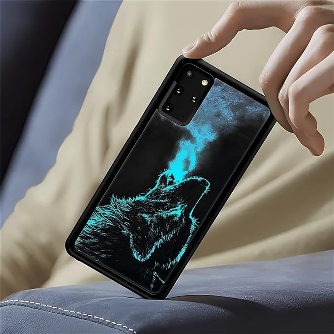 for Samsung Galaxy S20 Plus Case, Blue Breathing Wolf Pattern Graphic Design Girl Boy Soft Silicone Hard Acrylic Shock Protection for Samsung Galaxy S20 Plus