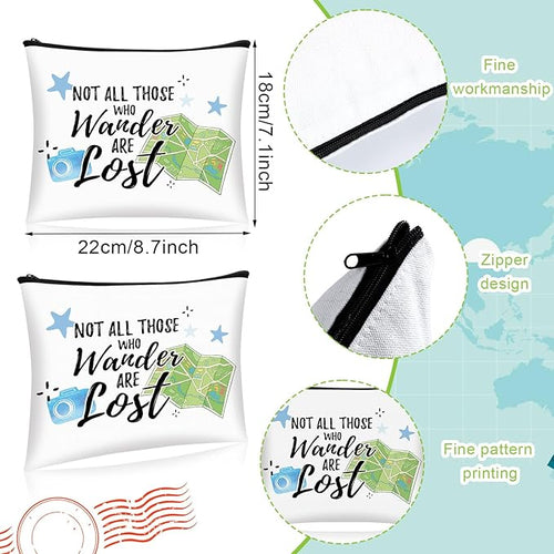 12 Pcs Travel Bag Adventure Awaits Makeup Bag Gifts World Map Cosmetic Case Traveler Gifts for Women Travel Theme Party Favors Mountains Pouch for Lover Friendship Birthday Accessories