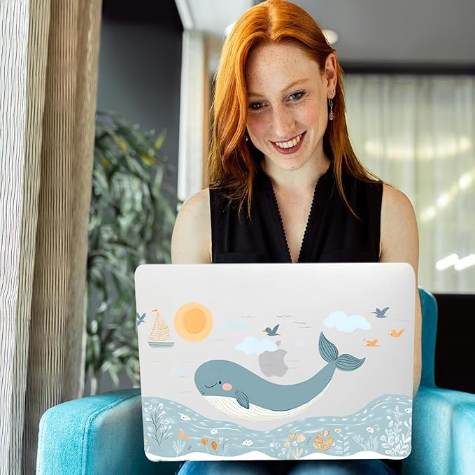 Hard Shell for MacBook 12 inch Case Retina 2015 2016 2017 Release (Model A1534),Plastic Protective Laptop Cover & Keyboard Cover Skin for Apple MacBook Air 12",Ocean Dolphin