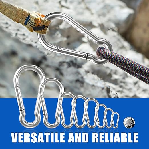 Small Carabiner Clip Hooks, 52pcs 1.97 inch Carabiners Heavy Duty, Galvanized Iron Spring Snap Hook Fits Camping Hiking, Metal Clips for Keychain Keys Rings