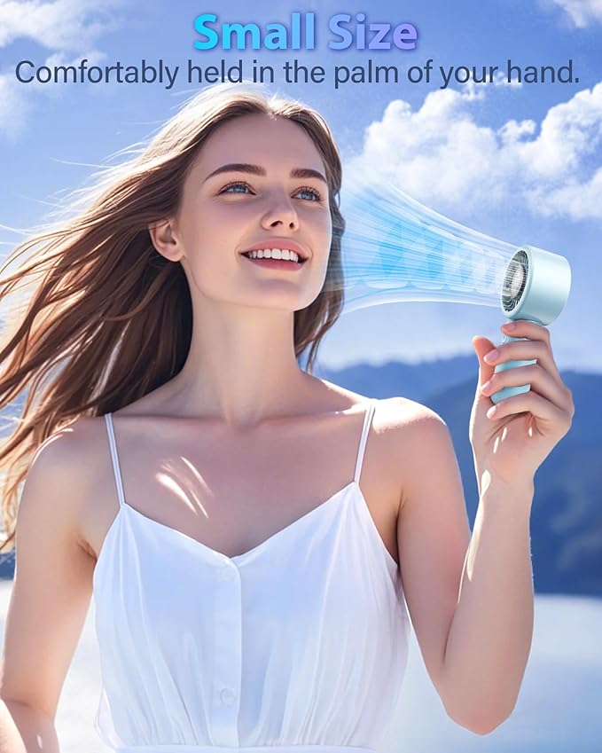 Portable Handheld Fan Personal Small Turbo Hand Fan Powerful, Cooling, Lanyard, USB Rechargeable, 5 Speeds, Makeup, Gifts for Women Men, Kid, Mom, Hot Summer, Travel, Sports, Wedding Use