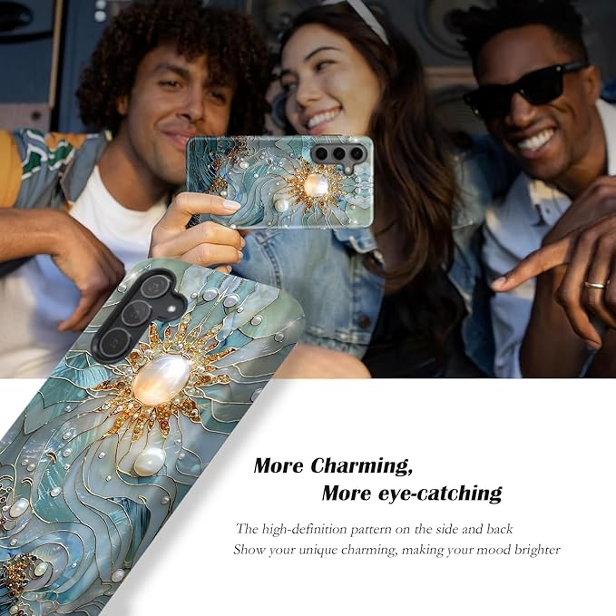Compatible for Samsung Galaxy A16 5G Case, Dual Layer Heavy Duty 2 in 1 Shockproof Protective Phone Case,Sun Waves Pearl