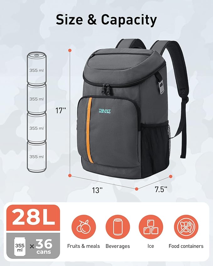 TOURIT Cooler Backpack Lightweight Insulated Backpack Cooler Leak-Proof for Men and Women, Sports Fan Coolers