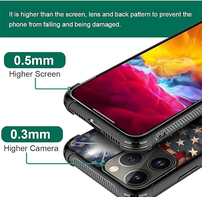 for iPhone 16 Pro Max Case, Red American Flag Horse Cross Pattern Graphic Design Girl Boy Soft Silicone Hard Acrylic Shock Protection for iPhone 16 Pro Max