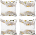 Ambesonne Flower Throw Pillow Cushion Case Pack of 4, Pure Romantic Orchids Branch on Rippling Water Print, Modern Accent Double-Sided Digital Printing, 20", Off White Orange