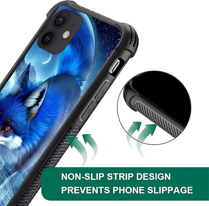 for iPhone 11 Case, Snowy Mountain Fox Lake Pattern Graphic Design Girl Boy Soft Silicone Hard Acrylic Shock Protection for iPhone 11