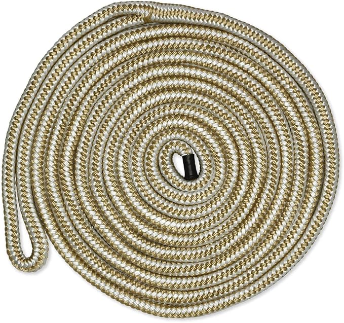 CDL3825WG, Dock Line, 3/8" Diameter - 25' Length, Double Braid, White Gold