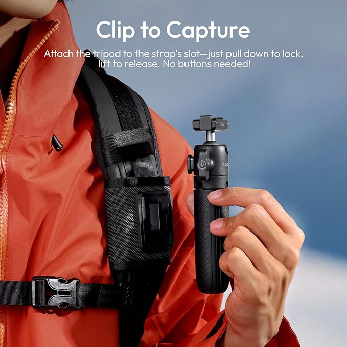 ULANZI MT66 Magnetic Mini Extension Rod Tripod for DJI Osmo Action 5 Pro/4/3/Osmo 360, with Backpack Strap Mount for Vlog Video Recording, Multi-Modes Backpack Clip/Selfie Stick/Handle Grip
