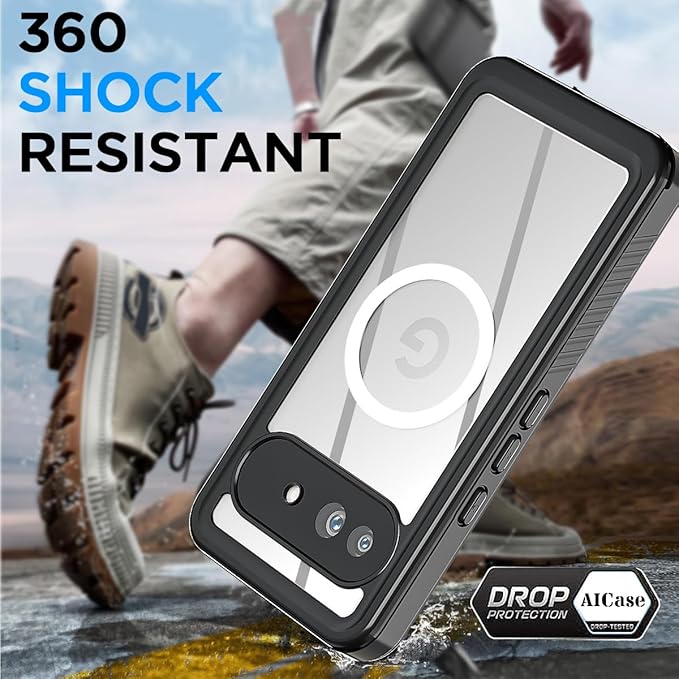 AICase for Google Pixel 9a Case Waterproof Clear with MagSafe Snowproof,Dustproof and Shockproof,IP68 Certified Real 360 Full Body Protection Water Proof Underwater Cover for Google Pixel 9a 6.3" 2025