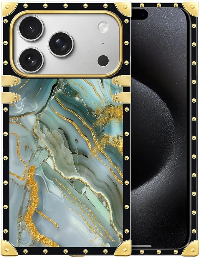 for iPhone 17 Pro Case Luxury Golden Decoration for Girl Women Soft TPU Shockproof Protective Hard PC Back for iPhone 17 Pro Crazy Pattern Golden Texture Marble Veining
