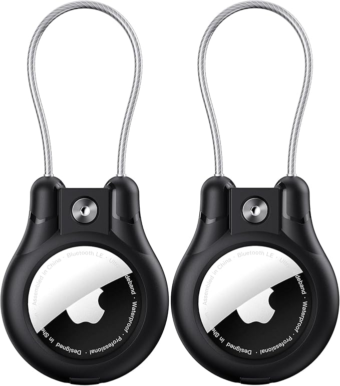 for AirTag Holder 2-Pack, Waterproof for Air Tag Keychain Holder,Compatible with Apple AirTags, GPS Tracker, Ultra Secure for Apple Tag case, for Luggage, Key Ring Luggage tag Backpack