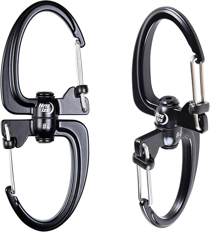 Nite Ize S-Biner 360 SlideLock Dual Carabiner, Swivel Carabiner for Keys and Gear 50 lbs, Size #4