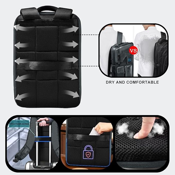 ZINZ Laptop Backpack 15 15.6 16 Inch, Expandable Computer Rucksack with Multi-Pockets Anti-Theft Travel Daypack for Men and Women,Dark Gray