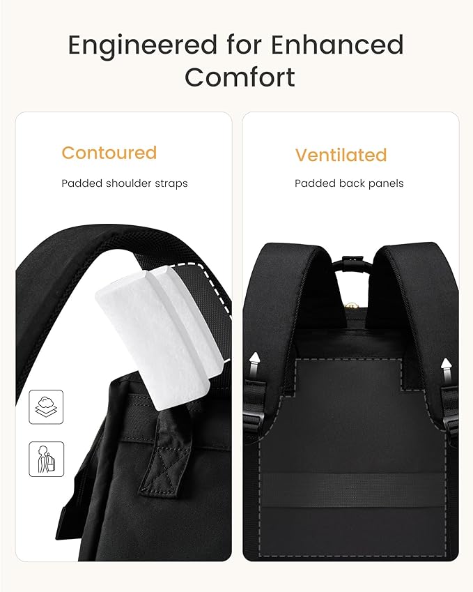 LOVEVOOK Laptop Backpack for Women with Giant Tumbler Holder Pocket,15.6 inch Waterproof Travel Backpack Purse Computer Laptop Bag,Professional Work College Nurse Teacher Backpack Casual Daypack,Black
